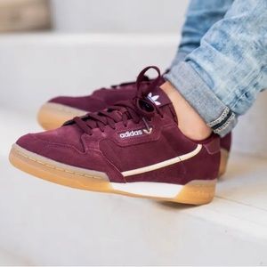 Adidas Mens Continental 80 Originals Shoes Maroon size 14